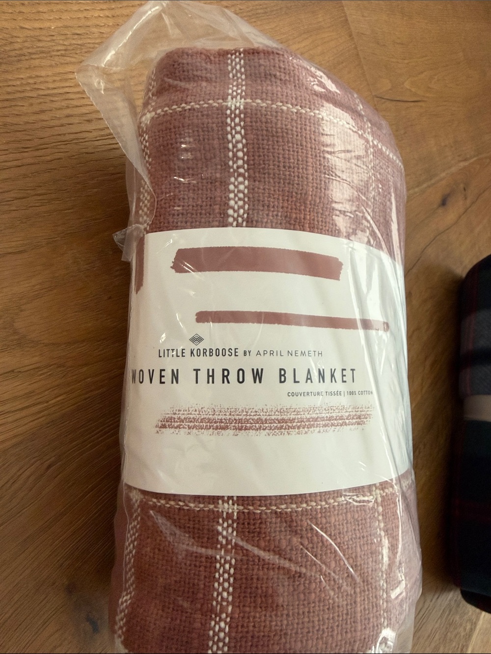 Little Korboose Woven Throw Blanket - Dusty Rose Plaid
